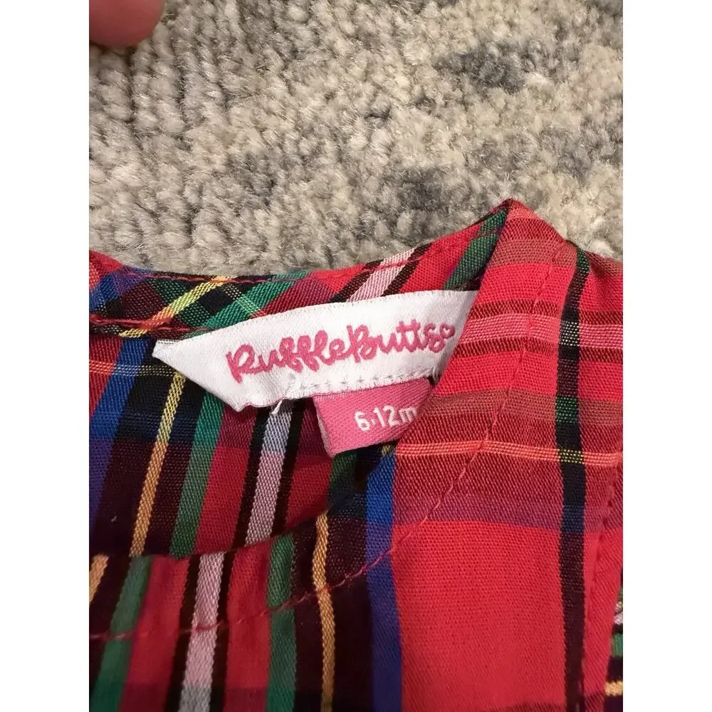 Rufflebutts Red Plaid Dress & Bloomer Set Christmas 6-12 Months NWT $50
